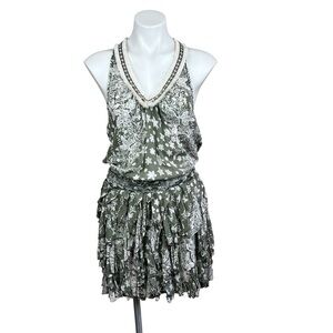 Poupette St Barth Dress Beline Ruffle Mini Green M